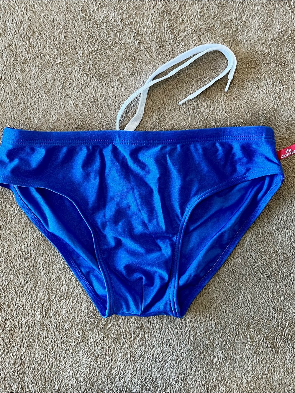 Classic Men's Swim Briefs in Bright Blue - Picture 2 of 5